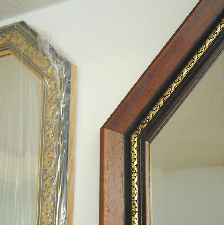 ウォールミラー おしゃれ 運気アップ鏡 鏡 壁掛け 正八角形 木製 茶 ミラー OT アンティーク イタリア製 ベルトーチ BERTOZZI 808290