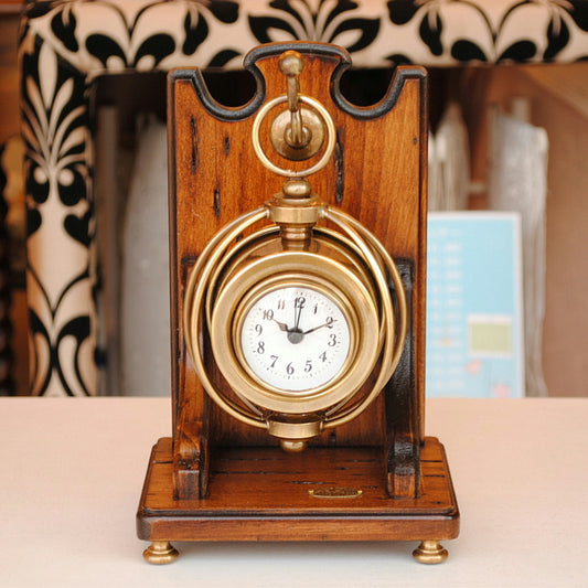 時計 置時計 オシャレ 目覚まし時計 アラーム付き時計 真鍮 卓上時計 クロック イタリア製 古木 クラシック エレガント デスククロック カパーニ CAPANNI 301010
