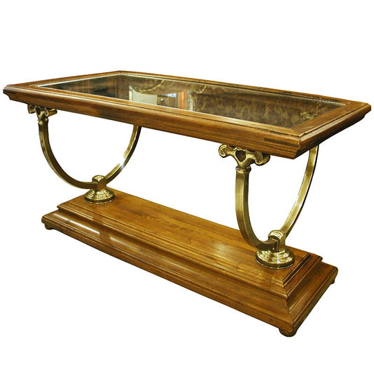 センターテーブル テーブル コーヒーテーブル サロンテーブル カクテルテーブル 木製 ガラス イタリア製 古木 真鍮 カパーニ アンティーク風家具 CAPANNI