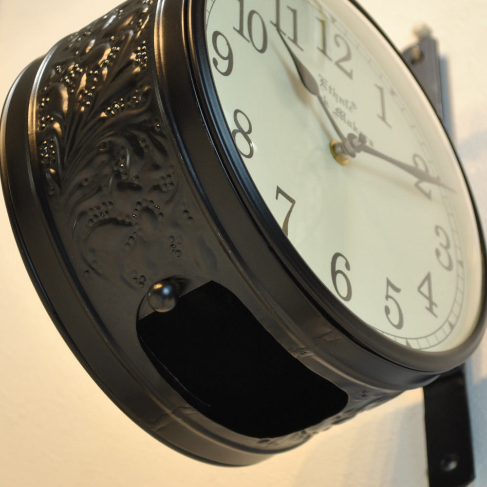 時計 駅舎時計 両面文字盤時計 壁掛け時計 掛時計 両面時計 オシャレ おしゃれ ステーションクロック ウォールクロック クロック EthnicClockMakerts 306010BK