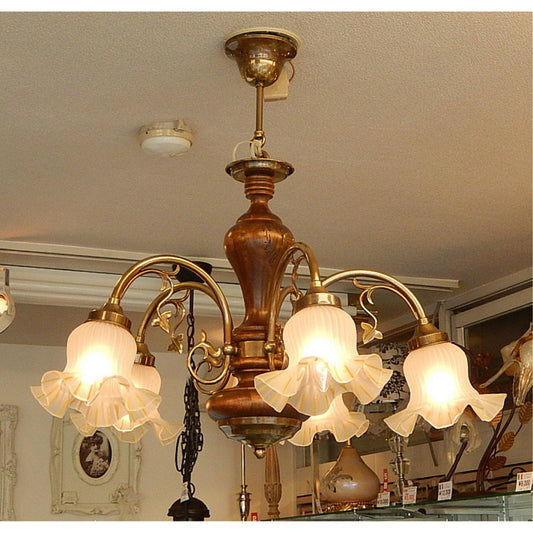 シャンデリアランプ 照明 LED可 おしゃれ イタリア製シャンデリア 古木 真鍮 ランプ 照明器具 5灯式 アンティーク風 カパーニ CAPANNI 701092