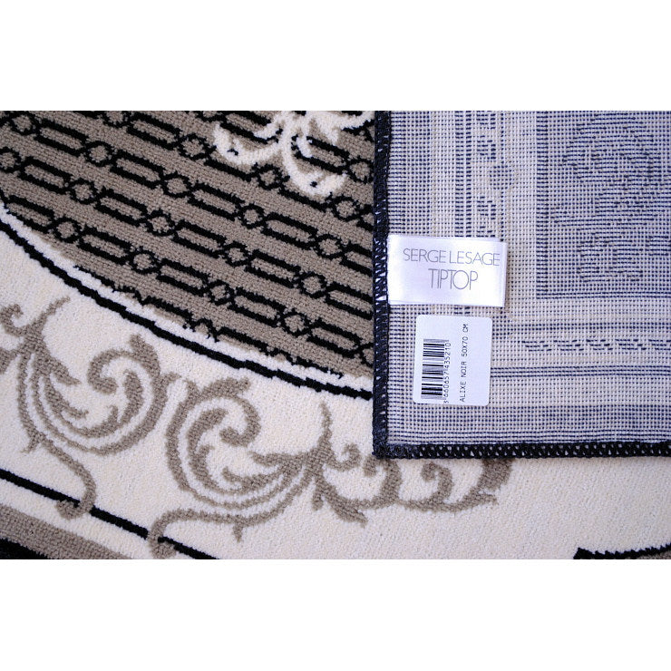 玄関マット マンション玄関マット ラグマット オーガニック コットン100% フランス製マット スタイルフランス セルジュルサージュ ラグマット SERGELESAGE フランスラグマット 段通玄関マット 綿100% alixe/noir 50x70cm