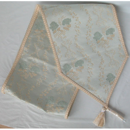 テーブルランナー テーブルライナー 薔薇柄 スタイルフランス フランス製生地 ブレード付き テーブルウエア テーブルセンター 200cm ブルー ElodieBleu 30x200cm