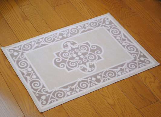 玄関マット マンション玄関マット ラグマット オーガニック コットン100% フランス製マット スタイルフランス セルジュルサージュ ラグマット SERGELESAGE フランスラグマット 段通玄関マット 綿100% eugenie/lin 50x70cm