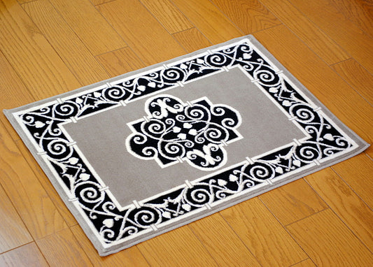 玄関マット マンション玄関マット ラグマット オーガニック コットン100% フランス製マット スタイルフランス セルジュルサージュ ラグマット SERGELESAGE フランスラグマット 段通玄関マット 綿100% eugenie/noir 50x70cm