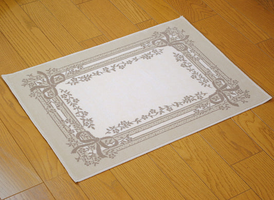 玄関マット マンション玄関マット ラグマット オーガニック コットン100% フランス製マット スタイルフランス セルジュルサージュ ラグマット SERGELESAGE フランスラグマット 段通玄関マット 綿100% satine/lin 50x70cm