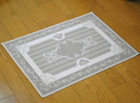 玄関マット マンション玄関マット ラグマット オーガニック コットン100% フランス製マット スタイルフランス セルジュルサージュ ラグマット SERGELESAGE フランスラグマット 段通玄関マット 綿100% solene/lin 50x70cm