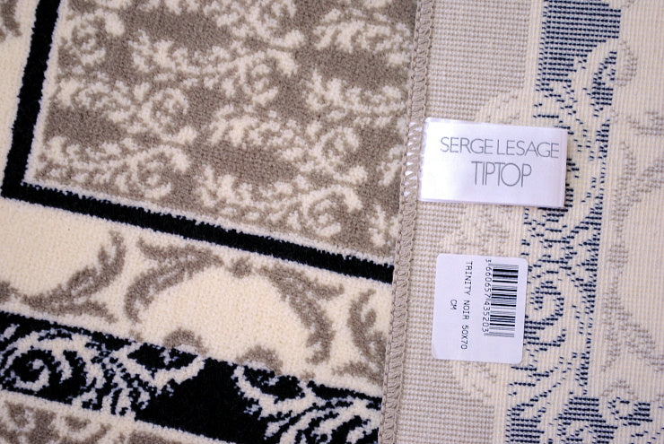 玄関マット マンション玄関マット ラグマット オーガニック コットン100% フランス製マット スタイルフランス セルジュルサージュ ラグマット SERGELESAGE フランスラグマット 段通玄関マット 綿100% trinity/noir 50x70cm