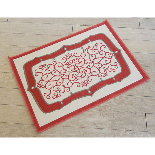 玄関マット マンション玄関マット ラグマット オーガニック コットン100% フランス製マット スタイルフランス セルジュルサージュ ラグマット SERGELESAGE フランスラグマット 段通玄関マット 綿100% alicante/rouge 50x70cm