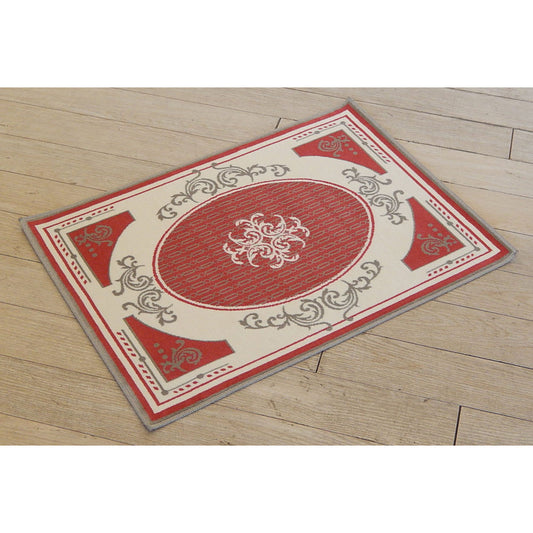 玄関マット マンション玄関マット ラグマット オーガニック コットン100% フランス製マット スタイルフランス セルジュルサージュ ラグマット SERGELESAGE フランスラグマット 段通玄関マット 綿100% alixe/rouge 50x70cm