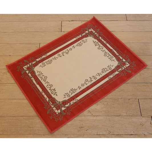 玄関マット マンション玄関マット ラグマット オーガニック コットン100% フランス製マット スタイルフランス セルジュルサージュ ラグマット SERGELESAGE フランスラグマット 段通玄関マット 綿100% satine/rouge 50x70cm