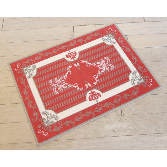 玄関マット マンション玄関マット ラグマット オーガニック コットン100% フランス製マット スタイルフランス セルジュルサージュ ラグマット SERGELESAGE フランスラグマット 段通玄関マット 綿100% solene/rouge 50x70cm