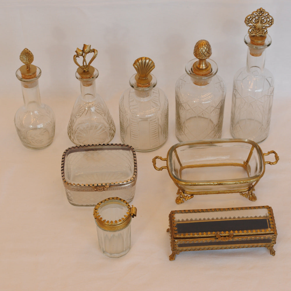 アンティーク風ガラスと真鍮のインテリア雑貨