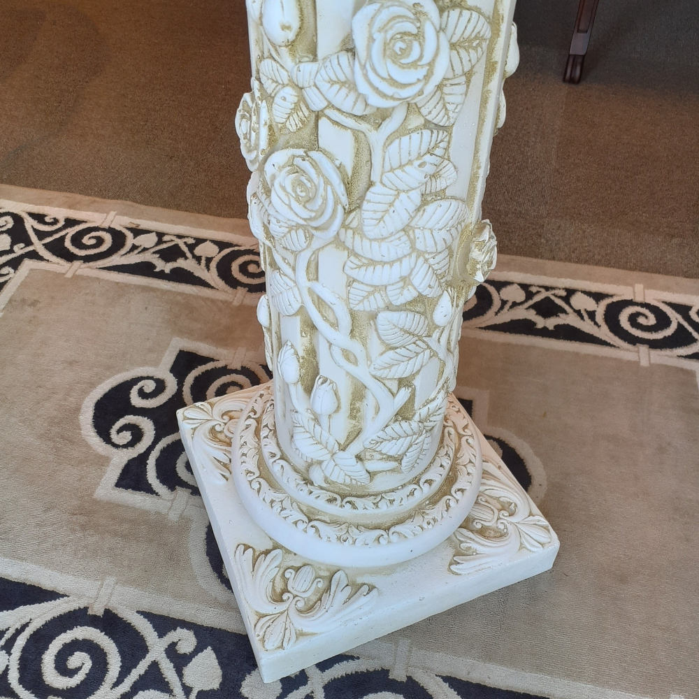フラワースタンド 花瓶台 コラム コラムスタンド シャビーシック アンティーク調 宮殿柱 プランター 花台 人造 大理石 雑貨 姫系 輸入雑貨 119003