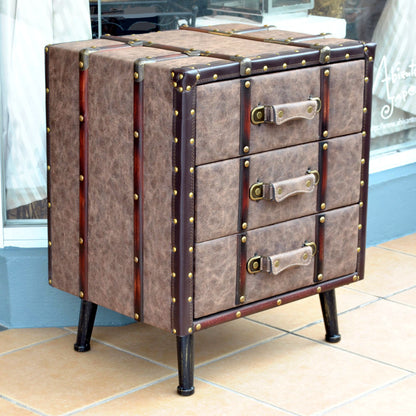 チェスト 3段チェスト トランク型チェスト インダストリアルインテリア家具 アンティーク風家具 アンティーク調 収納家具 125002