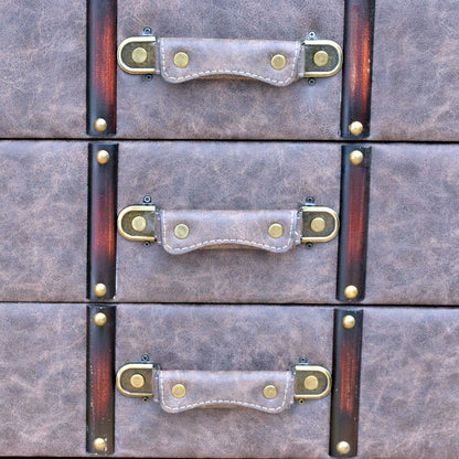 チェスト 3段チェスト トランク型チェスト インダストリアルインテリア家具 アンティーク風家具 アンティーク調 収納家具 125002