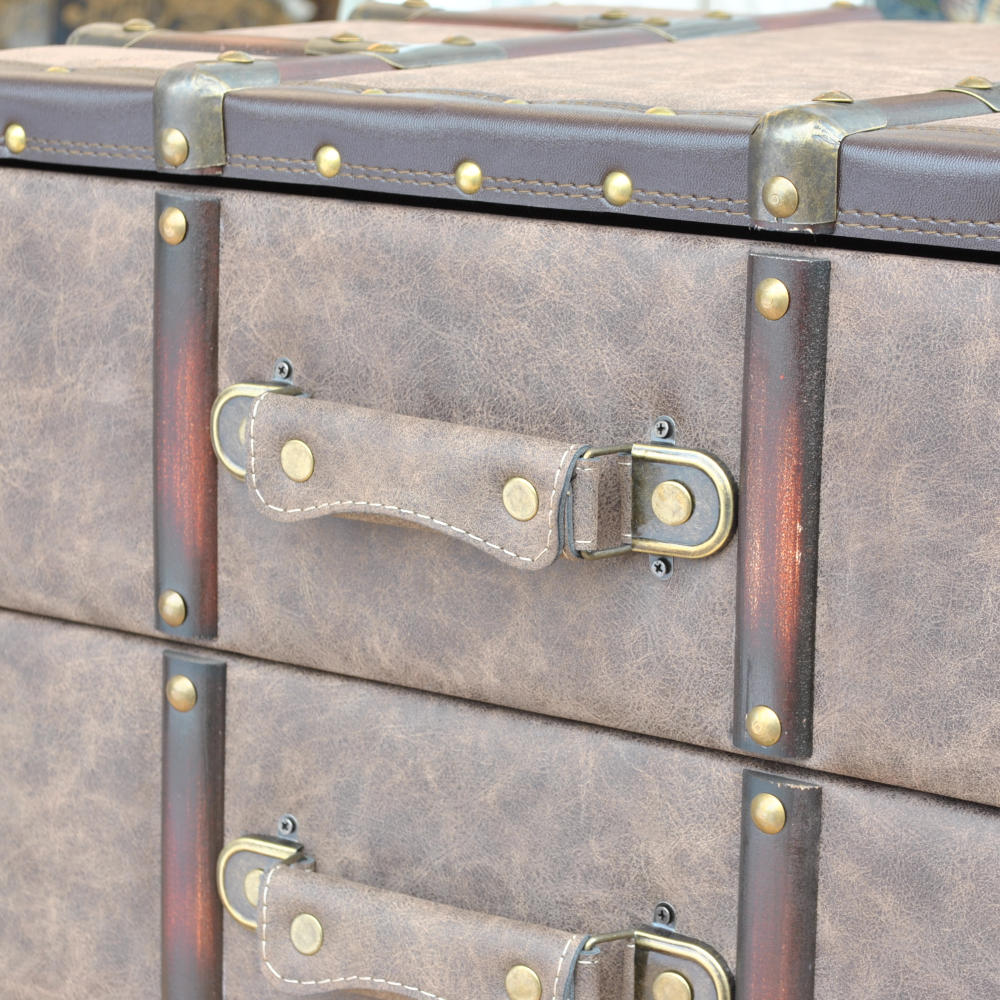 チェスト 3段チェスト トランク型チェスト インダストリアルインテリア家具 アンティーク風家具 アンティーク調 収納家具 125002