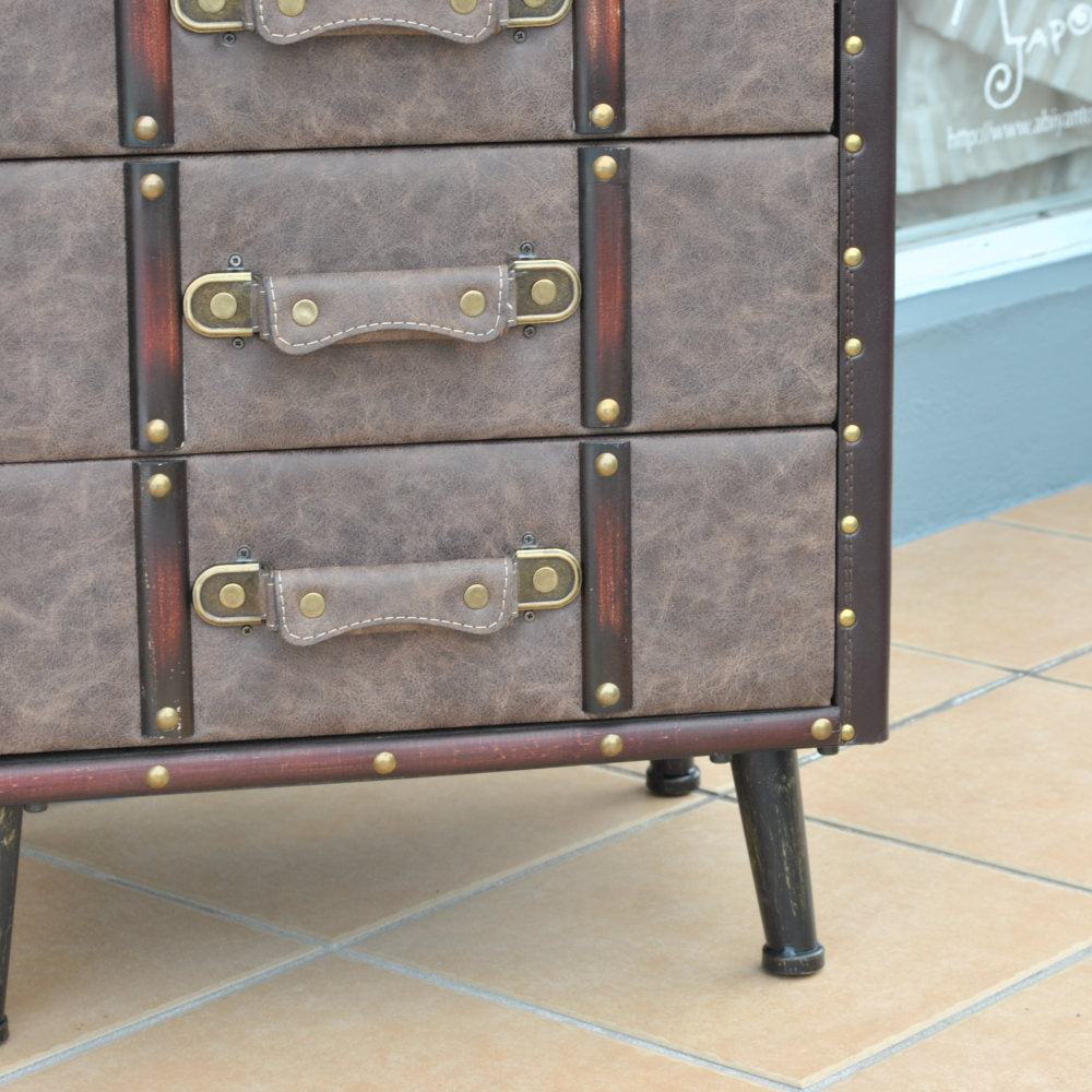 チェスト 3段チェスト トランク型チェスト インダストリアルインテリア家具 アンティーク風家具 アンティーク調 収納家具 125002