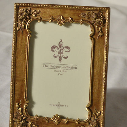 フォトフレーム 縦横兼用写真立て レキュタングラーフォトフレーム アンティーク風 写真額 写真立て 金 ゴールドフォトフレーム アンティーク調 1383013GD