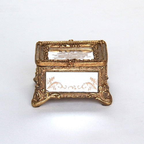 ボックス BOX ミラーボックス 宝箱 小物入れ スモールボックス 雑貨 アクセサリーボックス アンティーク風ボックス 収納箱 インテリア雑貨 ゴールド 1383014GD