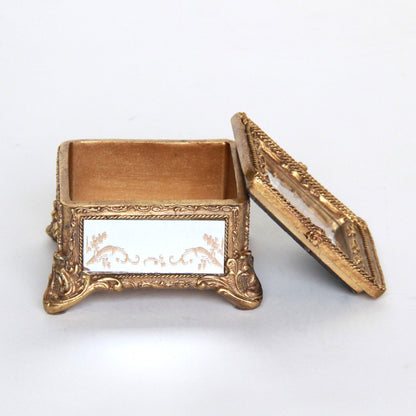 ボックス BOX ミラーボックス 宝箱 小物入れ スモールボックス 雑貨 アクセサリーボックス アンティーク風ボックス 収納箱 インテリア雑貨 ゴールド 1383014GD