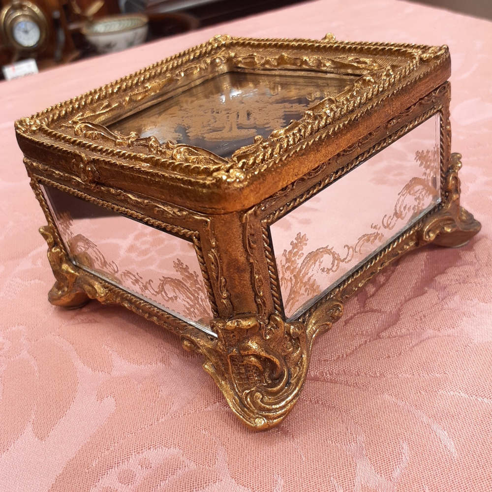 ボックス BOX ミラーボックス 宝箱 小物入れ スモールボックス 雑貨 アクセサリーボックス アンティーク風ボックス 収納箱 インテリア雑貨 ゴールド 1383014GD