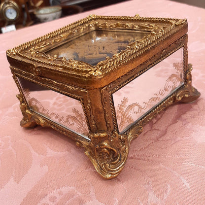 ボックス BOX ミラーボックス 宝箱 小物入れ スモールボックス 雑貨 アクセサリーボックス アンティーク風ボックス 収納箱 インテリア雑貨 ゴールド 1383014GD