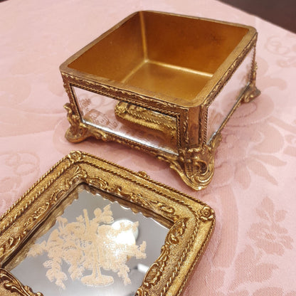 ボックス BOX ミラーボックス 宝箱 小物入れ スモールボックス 雑貨 アクセサリーボックス アンティーク風ボックス 収納箱 インテリア雑貨 ゴールド 1383014GD