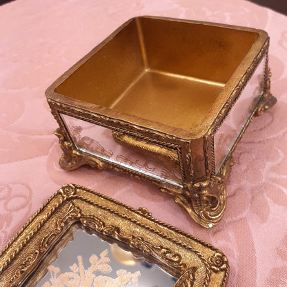 ボックス BOX ミラーボックス 宝箱 小物入れ スモールボックス 雑貨 アクセサリーボックス アンティーク風ボックス 収納箱 インテリア雑貨 ゴールド 1383014GD