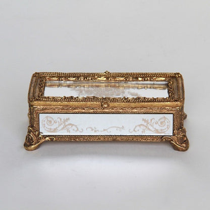 ボックス BOX ミラーボックス 宝箱 小物入れ スモールボックス 雑貨 アクセサリーボックス アンティーク風ボックス 収納箱 インテリア雑貨 ゴールド 1383015GD