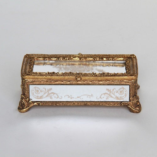 ボックス BOX ミラーボックス 宝箱 小物入れ スモールボックス 雑貨 アクセサリーボックス アンティーク風ボックス 収納箱 インテリア雑貨 ゴールド 1383015GD