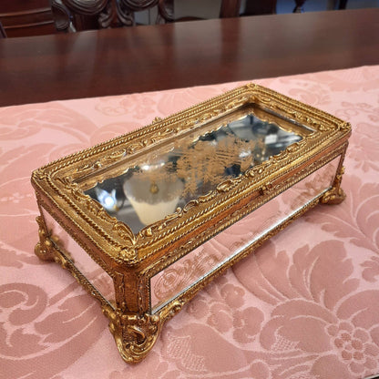 ボックス BOX ミラーボックス 宝箱 小物入れ スモールボックス 雑貨 アクセサリーボックス アンティーク風ボックス 収納箱 インテリア雑貨 ゴールド 1383015GD