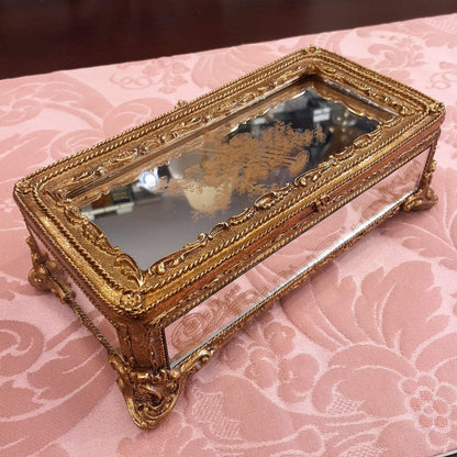 ボックス BOX ミラーボックス 宝箱 小物入れ スモールボックス 雑貨 アクセサリーボックス アンティーク風ボックス 収納箱 インテリア雑貨 ゴールド 1383015GD