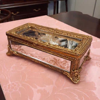 ボックス BOX ミラーボックス 宝箱 小物入れ スモールボックス 雑貨 アクセサリーボックス アンティーク風ボックス 収納箱 インテリア雑貨 ゴールド 1383015GD