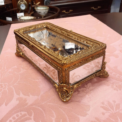 ボックス BOX ミラーボックス 宝箱 小物入れ スモールボックス 雑貨 アクセサリーボックス アンティーク風ボックス 収納箱 インテリア雑貨 ゴールド 1383015GD