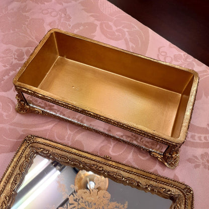 ボックス BOX ミラーボックス 宝箱 小物入れ スモールボックス 雑貨 アクセサリーボックス アンティーク風ボックス 収納箱 インテリア雑貨 ゴールド 1383015GD