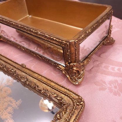 ボックス BOX ミラーボックス 宝箱 小物入れ スモールボックス 雑貨 アクセサリーボックス アンティーク風ボックス 収納箱 インテリア雑貨 ゴールド 1383015GD