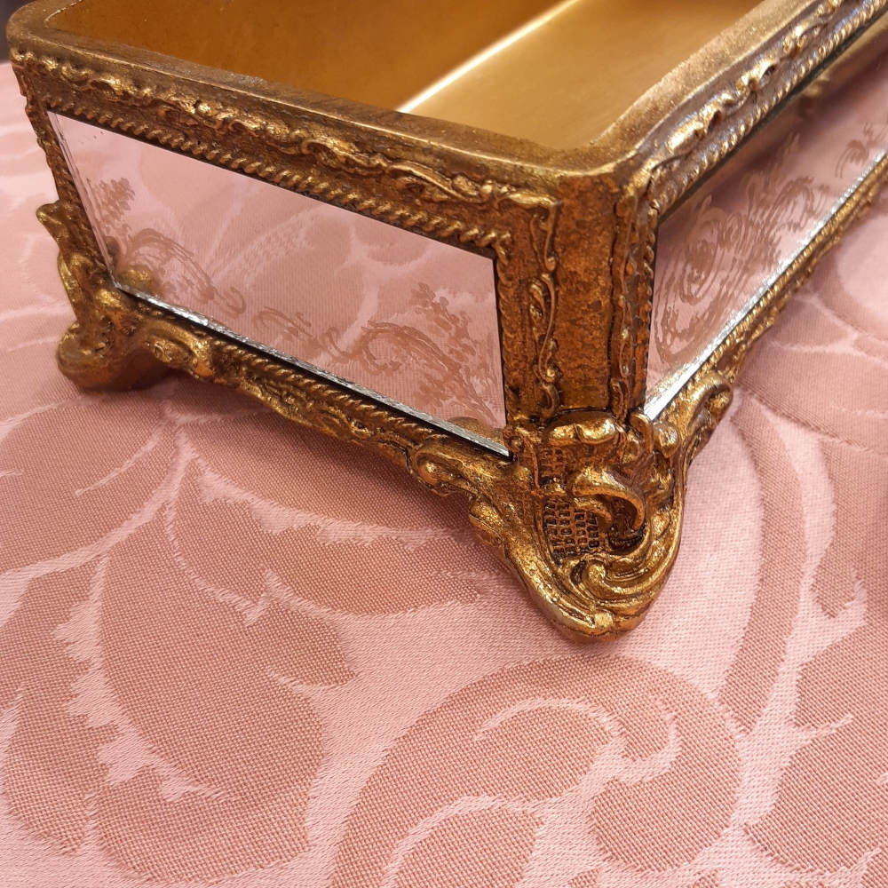 ボックス BOX ミラーボックス 宝箱 小物入れ スモールボックス 雑貨 アクセサリーボックス アンティーク風ボックス 収納箱 インテリア雑貨 ゴールド 1383015GD