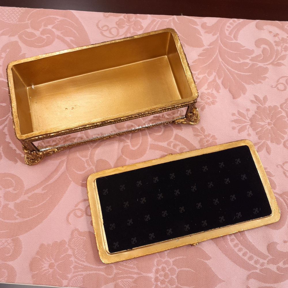 ボックス BOX ミラーボックス 宝箱 小物入れ スモールボックス 雑貨 アクセサリーボックス アンティーク風ボックス 収納箱 インテリア雑貨 ゴールド 1383015GD
