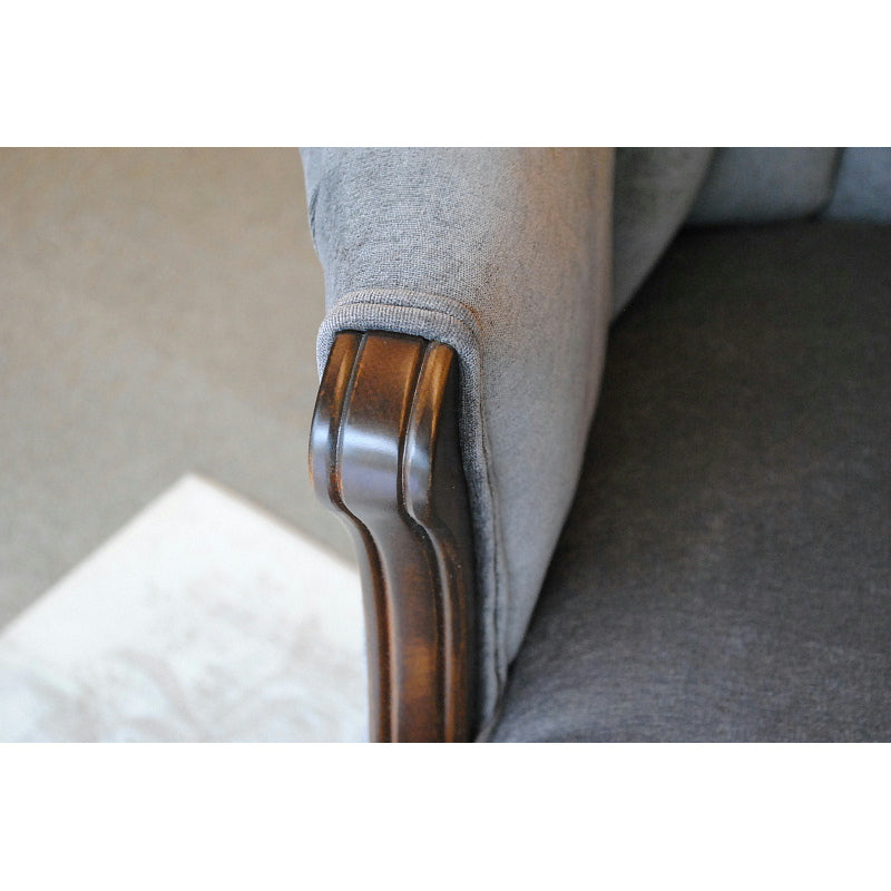 ソファ 1人掛けソファ 1人掛け椅子 アームチェア ウイングチェア シェルバックチェア ベルベット生地 椅子 アンティーク風ソファ アメリカ製ソファ 鉄紺色