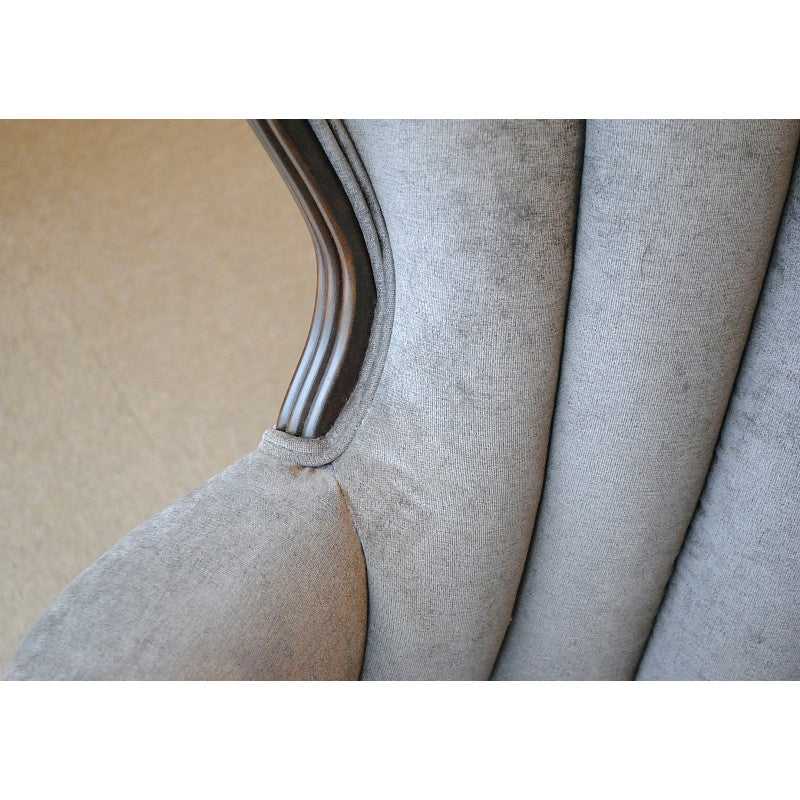 ソファ 1人掛けソファ 1人掛け椅子 アームチェア ウイングチェア シェルバックチェア ベルベット生地 椅子 アンティーク風ソファ アメリカ製ソファ 鉄紺色