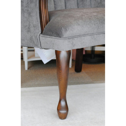 ソファ 1人掛けソファ 1人掛け椅子 アームチェア ウイングチェア シェルバックチェア ベルベット生地 椅子 アンティーク風ソファ アメリカ製ソファ 鉄紺色