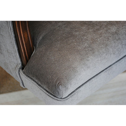 ソファ 1人掛けソファ 1人掛け椅子 アームチェア ウイングチェア シェルバックチェア ベルベット生地 椅子 アンティーク風ソファ アメリカ製ソファ 鉄紺色