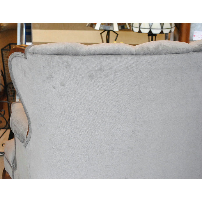 ソファ 1人掛けソファ 1人掛け椅子 アームチェア ウイングチェア シェルバックチェア ベルベット生地 椅子 アンティーク風ソファ アメリカ製ソファ 鉄紺色