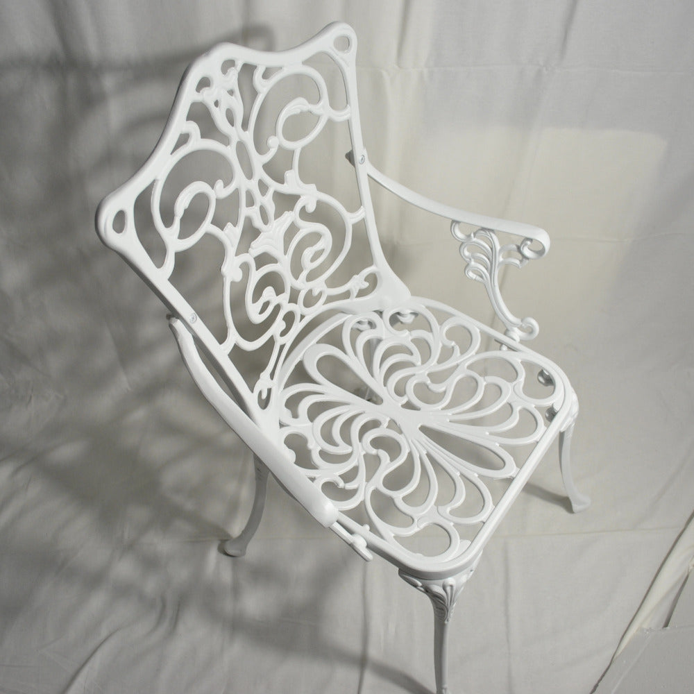 ガーデンアームチェア アームチェア ガーデニングアームチェア アンティーク風ガーデンアームチェア 白いアームチェア アームチェア アルミニウム製 245003
