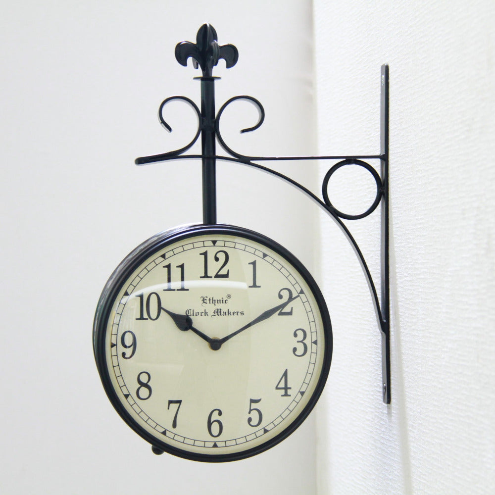 時計 駅舎時計 両面文字盤時計 壁掛け時計 掛時計 両面時計 オシャレ おしゃれ ステーションクロック ウォールクロック クロック EthnicClockMakerts 306010BK