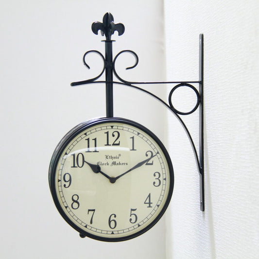 時計 駅舎時計 両面文字盤時計 壁掛け時計 掛時計 両面時計 オシャレ おしゃれ ステーションクロック ウォールクロック クロック EthnicClockMakerts 306010BK