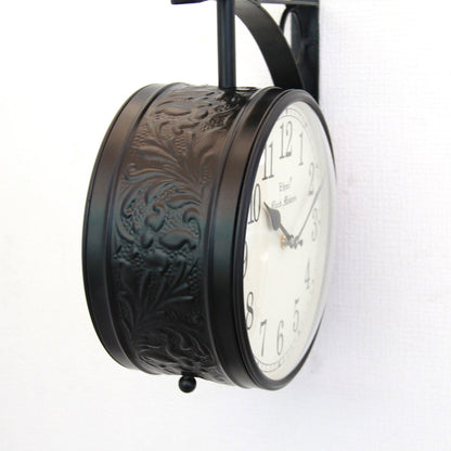 時計 駅舎時計 両面文字盤時計 壁掛け時計 掛時計 両面時計 オシャレ おしゃれ ステーションクロック ウォールクロック クロック EthnicClockMakerts 306010BK