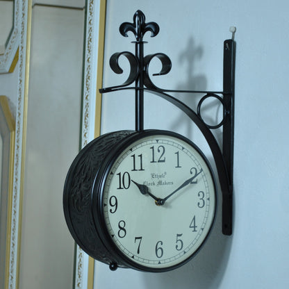 時計 駅舎時計 両面文字盤時計 壁掛け時計 掛時計 両面時計 オシャレ おしゃれ ステーションクロック ウォールクロック クロック EthnicClockMakerts 306010BK