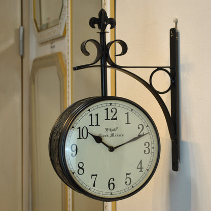 時計 駅舎時計 両面文字盤時計 壁掛け時計 掛時計 両面時計 オシャレ おしゃれ ステーションクロック ウォールクロック クロック EthnicClockMakerts 306010BK